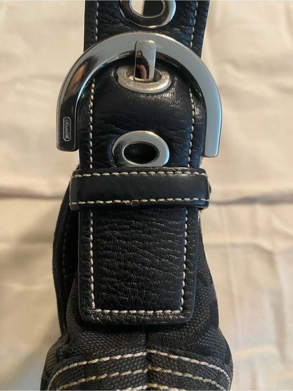 Small Coach Soho Flap Shoulder Bag – Black Signature Canvas
